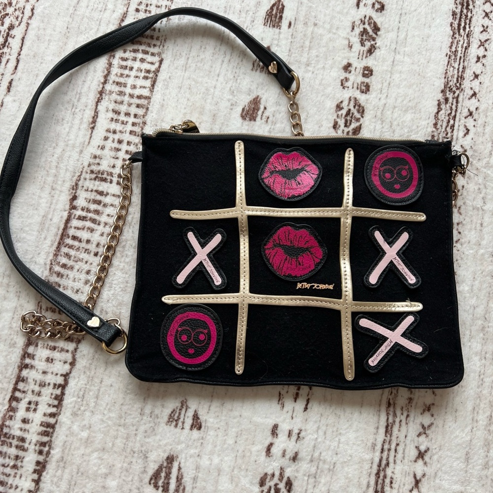Betsy Johnson Black and Pink Crossbody Bag